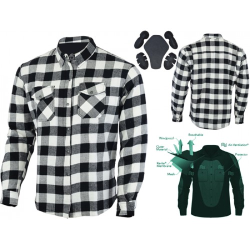 Men Motorbike Flannel Lumberjack Shirts Reinforced with DuPont™ Kevlar® fiber 